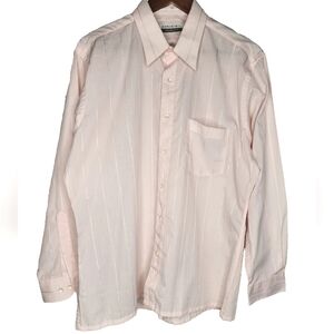 1980s John Henry Vintage Athletic Fit Dress Shirt in Pink Size 16.5 32-33